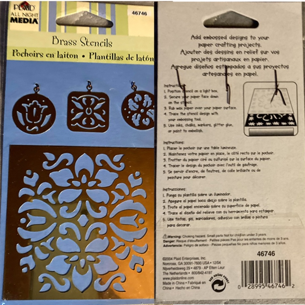 Floral Design Brass 3" x 3" Stencil for Paper Crafting - Plaid Media #46746